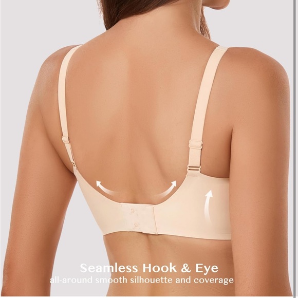 NWT Gailife Deep V Bra -No Underwire, Adjustable, Seamless - Nude - Size: Medium - Picture 5 of 7